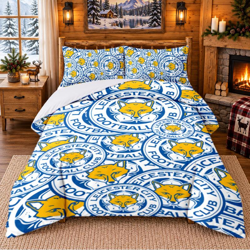 Leicester City Pattern Bedding 3Pcs Set Bed Sheet And Pillowcases For Indoor Bedroom