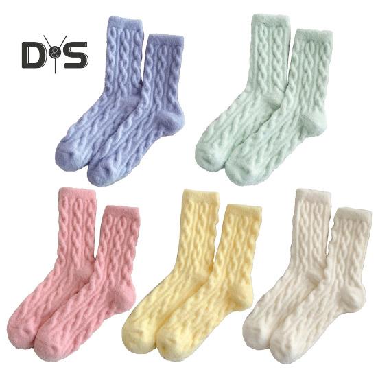 

5 пар женских носков-крю, однотонные осенне-зимние носки, толстые плюшевые носки для повседневной носки, сна на открытом воздухе разноцветный