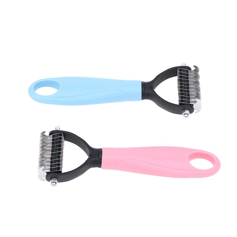 Dual Side Pet Deshedding Brush Efficient Dematting Dog Cat Hair Remover Tool for Pet Owners Grooming Supplies