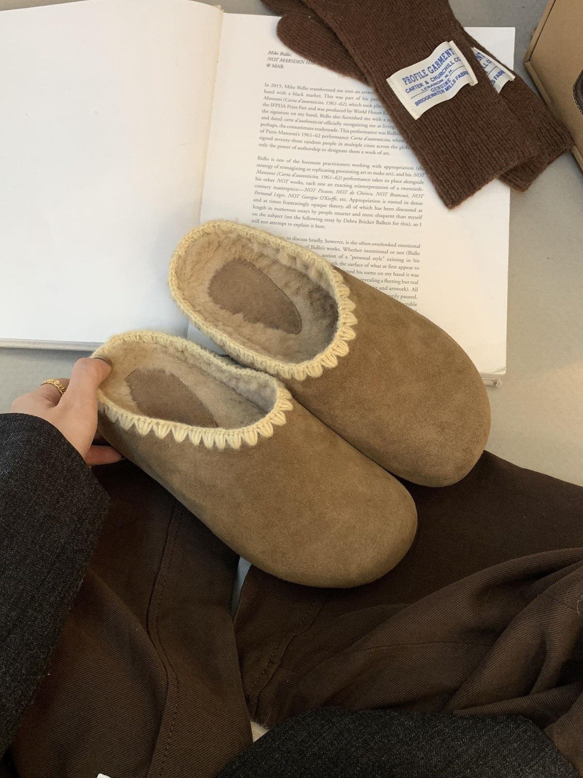 

Тапочки Niche Baotou с мягкой подошвой, ленивые, женские, зимняя новая верхняя одежда 2025 года, повседневная, бархатная, теплая, полудергающаяся 40