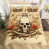 Gothic Sugar Skull Bone Bedding Set Skeleton Hand Comforter Cover Rose Leaves Romantic Flowers Home Textileextile Luxury Gift