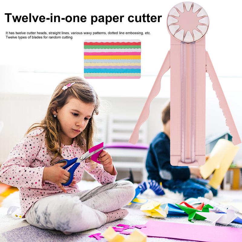 12 In 1 Paper Cutter 360 Degree Rotary Hand-Cutting Paper Trimmer Multi-Functional Handheld Craft Paper Cutting Tool