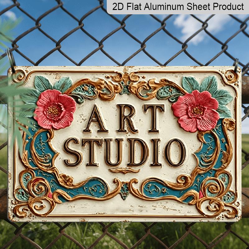 

2D Flat 1pc Vintage Art Studio Aluminum Sign, 8X12 Inch Decorative Metal Plaque, Motivational Wall Art for Home, Garden, Bar, Cafe, Farm, Bathroom 20*30cm