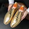 Dress Shoes for Men Classic Gold Black Brock Shoes Fashion Casual Leather Shoes Luxury Business Dress Shoe Zapatos Vestir Hombre