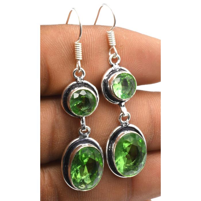 Peridot Edelstein Ethnischer Handgefertigter Hängeohrring Schmuck ER 029