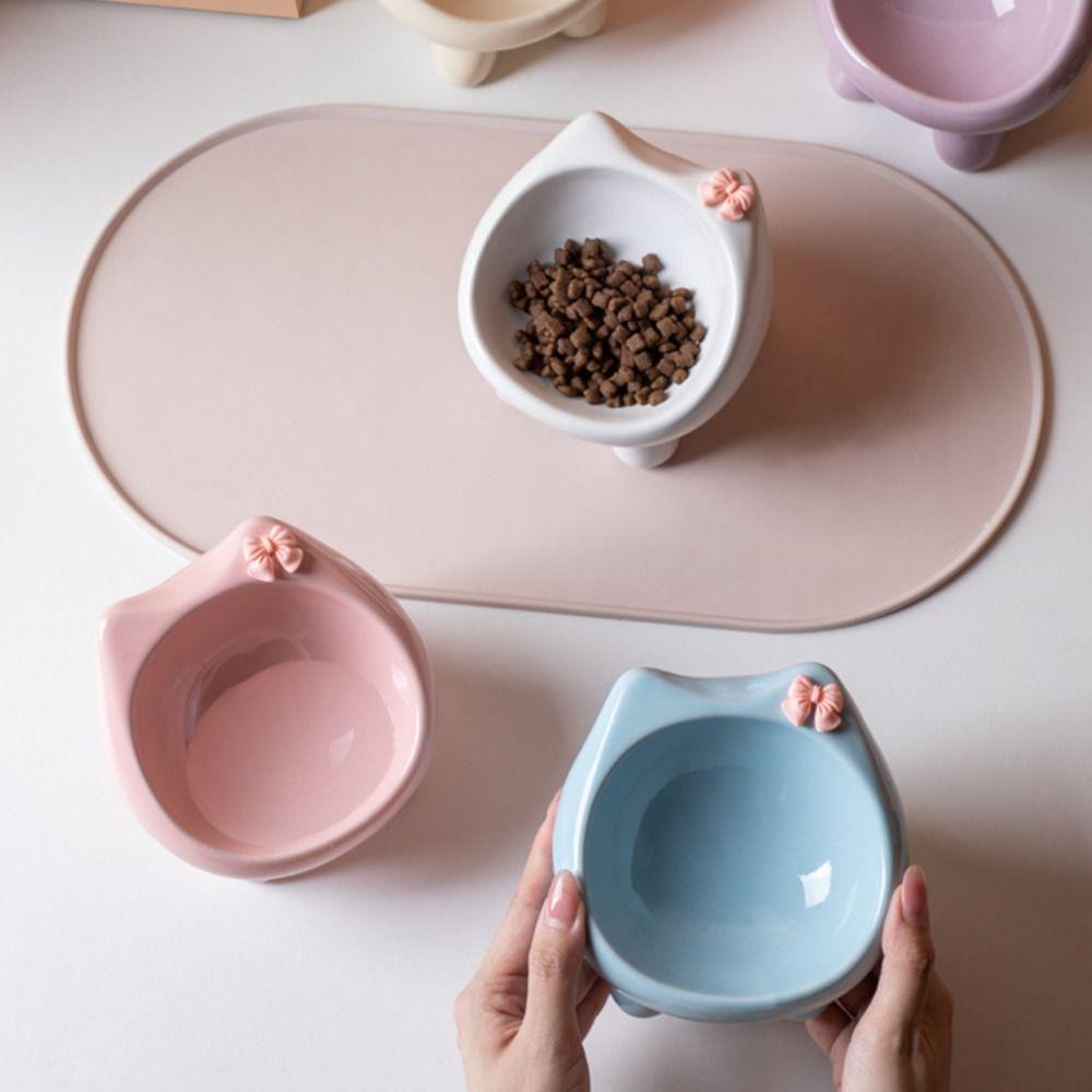 Bow-Tie Ceramic Pet Bowls Large-Diameter Pet Food Bowls Cat Water Bowl  for Cats and Dogs