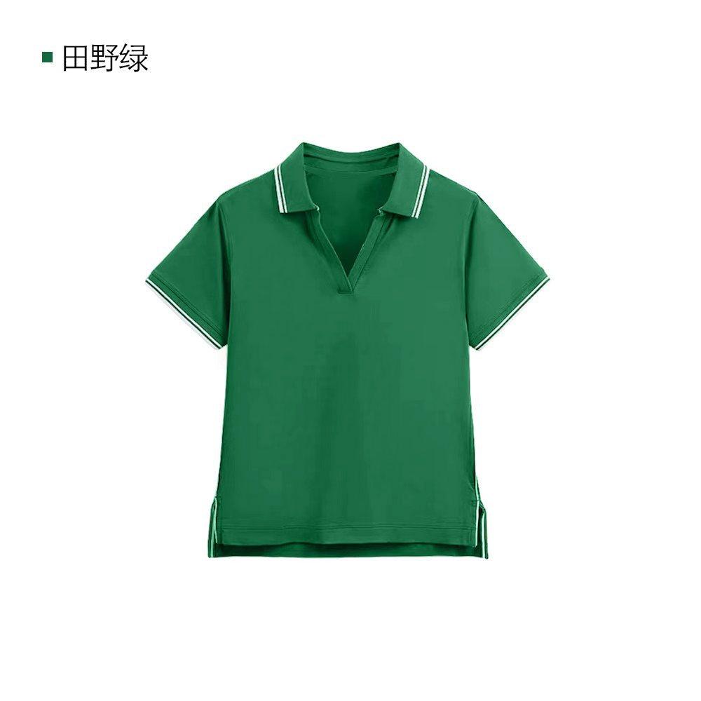 POLO shirt V-neck short-sleeved summer women's tennis clothes club cool running fitness T-shirt yoga clothes sports top