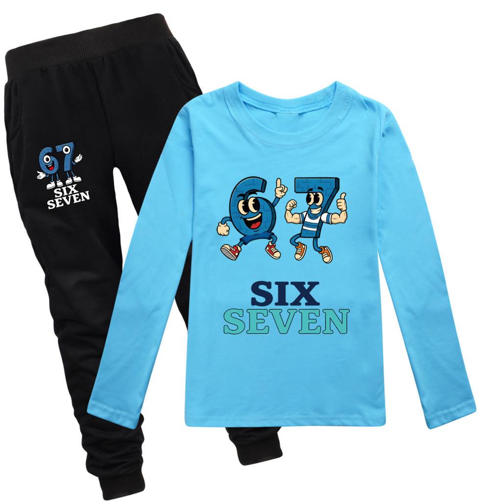 5225 Kinder Jungen Mädchen Steal a Brainrot 67 Print T-Shirt Hose Kleidung Set