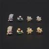 One Piece Zirconia Flowers Princess Geometry Piercing Screw Stud Earrings for Women Girls Fashion Jewelry In Summer