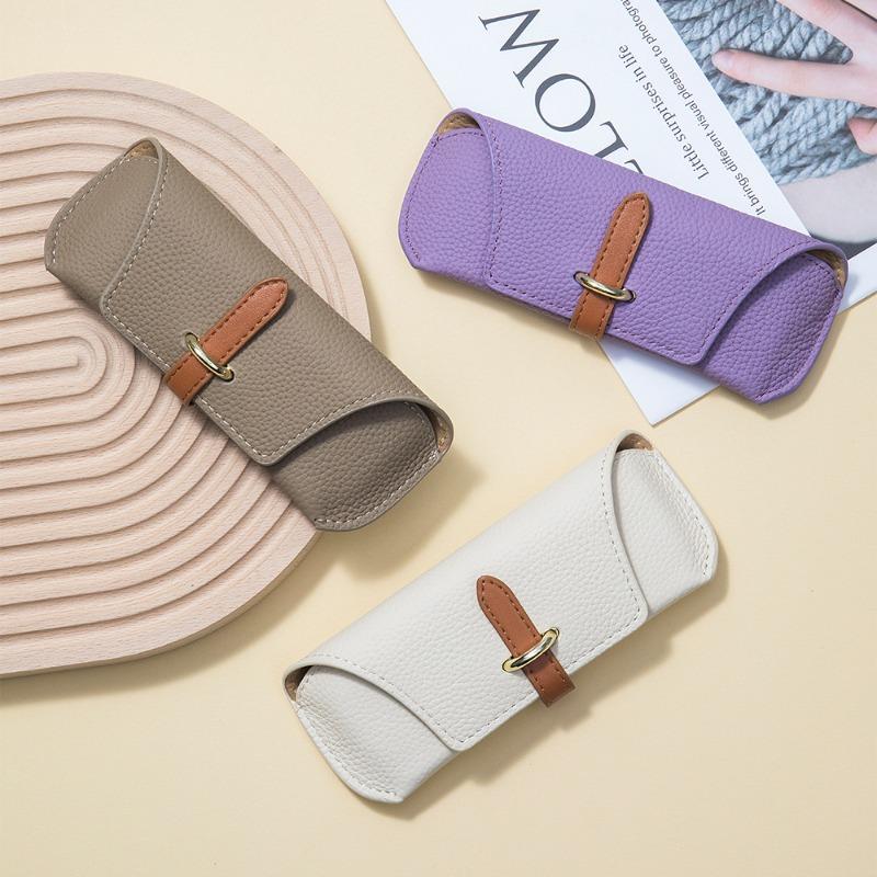 New Creative Portable Glasses Bag, Sunglasses Storage Bag, Genuine Leather, Literary and High-value Ins Sunglasses Box, Men's and Women's Tide