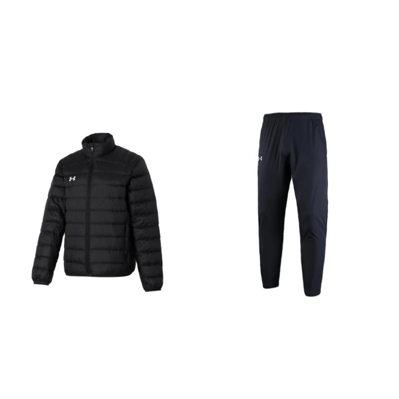 

Under Armour Training Fashion Versatile Long Sleeve Down Jacket Mid Waist Long Pants Casual Sports Suit Unisex suit Black 22500706-001+23600804-001