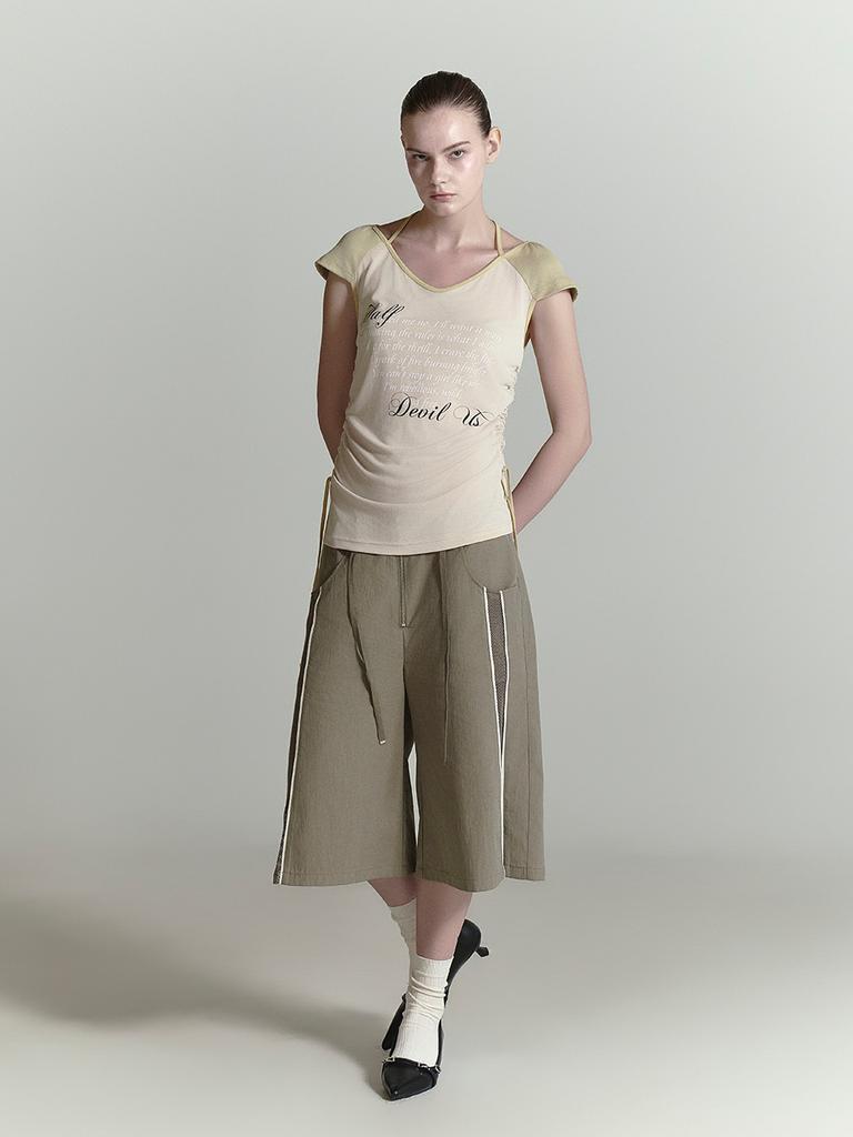 HALF DEVIL US Mesh Stripe Bermuda Pants_Olive