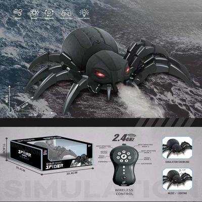 New RC Spider Robot Remote Control Spider Dragonfly Bee Toy with Spray/Light/Music Gift for 6-12 Years Old Boys Halloween Easter Children's Toys