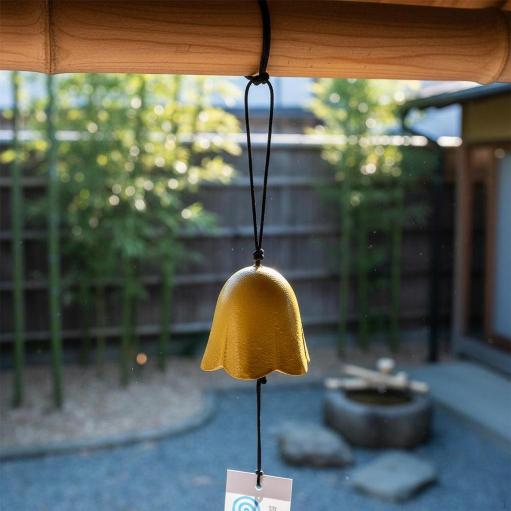 Cast Iron Wind Chime Soothing Sound Japanese Design Bell Easy to Hang Mount Fuji Painted