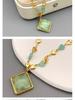 Vintage European & American Green Jade Heart Pendant Necklace - Exquisite Retro Choker