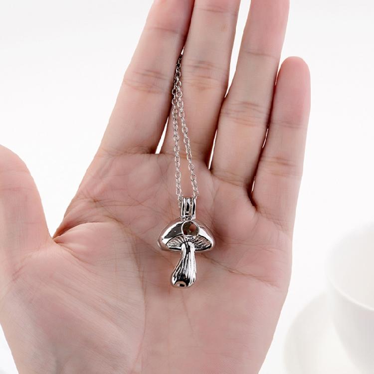 Antique Silver Mushroom Charm Pendant Necklace DIY Jewelry Making Craft