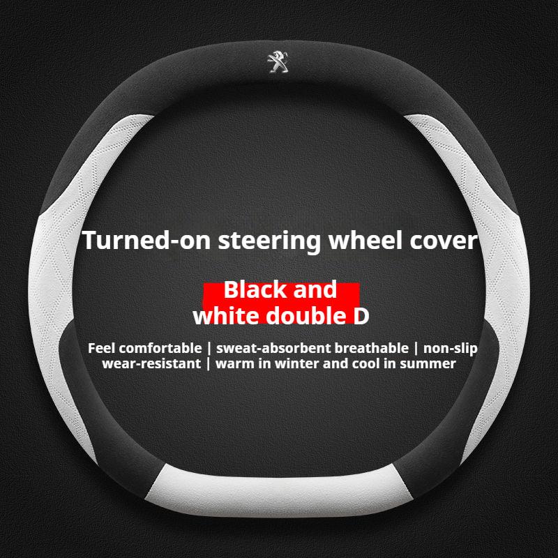 34cm For Peugeot Suede Leather Car Steering Wheel Cover 3008 4008 5008 208 E208 2008 E2008 GT Carbon Fiber Non-slip Wheel Covers