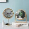 Nordic Style Round Wrought Iron Makeup Vanity Mirror for Bathroom or Dormitory