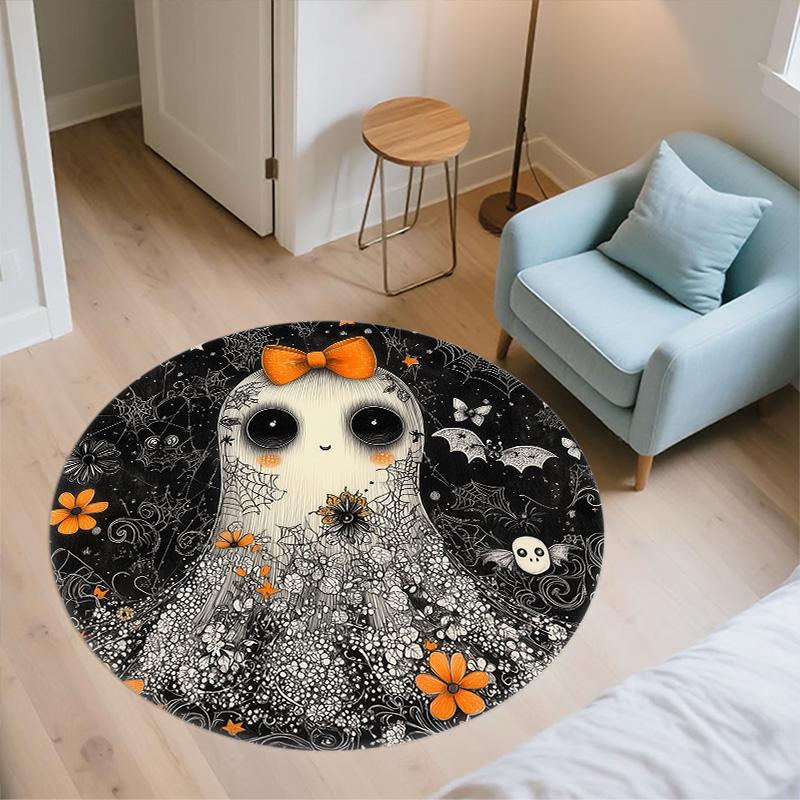 Flower Ghost,Round Area Rug,Carpet Rug for Living Room Bedroom Sofa Playroom Decor,Non-slip Floor Mat