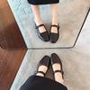 Sheepskin Version~ Inner Height Increase Leather Mary Jane Shoes Women's Flat Bottom Shallow Mouth Single Shoes One Word with Wedge Heel Ladyshoes Sm