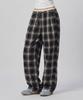 Beodeonteu Check Layered Single-Pleat Wide Pants [Black]