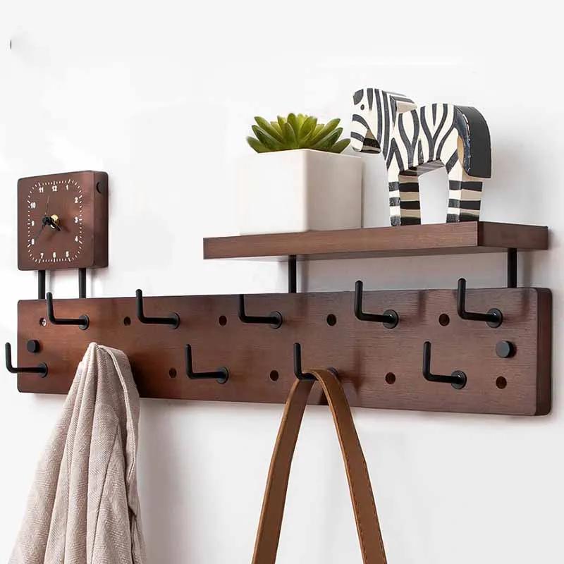 Wall Mounted Coat Racks with Storage Rack Multifunctional Clothing Organizers Hanger Hooks Portable Living Room Clothes Hangers