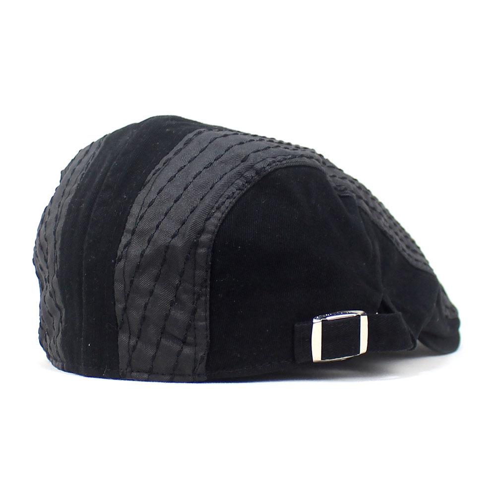 New Double-Embroidered Leather Patchwork Hat Cotton Men's Bent-Brim Beret Duckbill Cap