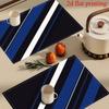 4pcs 2D FLAT Digital Print Placemats, Blue, White, and Black Diagonal Stripe Pattern Printed Placemats, to Make Your Dining Room More Beautiful,