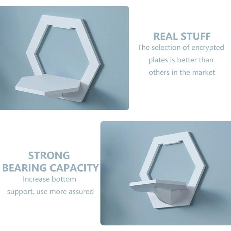 Hexagon Punch Free Wall Display Stand Flower Pot Holder Wall Shelf for Home TV Background Decor
