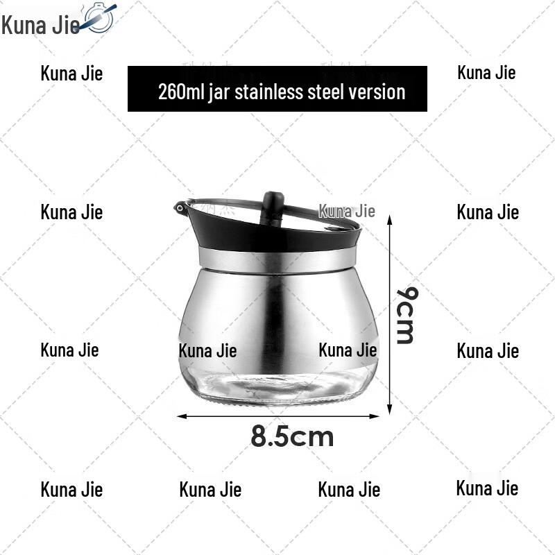 KUNAJIE Stainless Steel & Glass Condiment Dispenser
