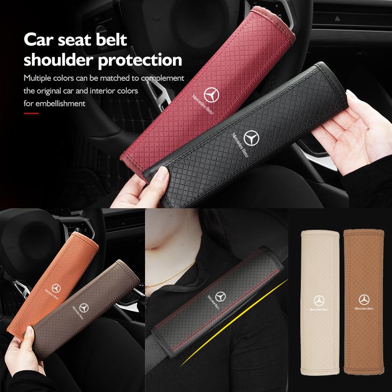 Leather Car Seat Safety Belt Soft Protector Shoulder Strap Pad For Benz W211 W124 W176 W177 C180 C200 C260 C300 GLC CLE CLA