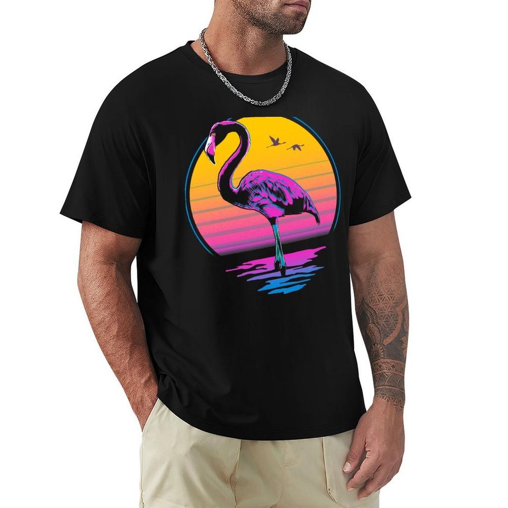Retro Flamingo TShirt Trendy Print Short Sleeve TShirt