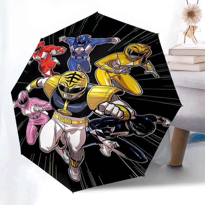 1pc Power Rangers Umbrella, Automatic Opening, Portable 3-Fold Design, 8-Rib Iron Frame, Outdoor, Perfect Gift for Fans, Travelers, Daily Use, Festiva