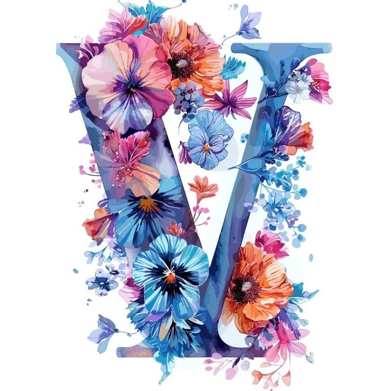 Flower Alphabet Wall Art Wreath Letters Canvas Painting Fashion Modern Aesthetic Poster Wall Pictures Home Decor For Living Room