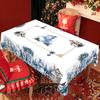 1 Piece Christmas Round And Rectangular Tablecloth, Various Sizes, Cute Snowman Blue Tablecloth, Christmas Patio Tablecloth Decoration, Suitable For D