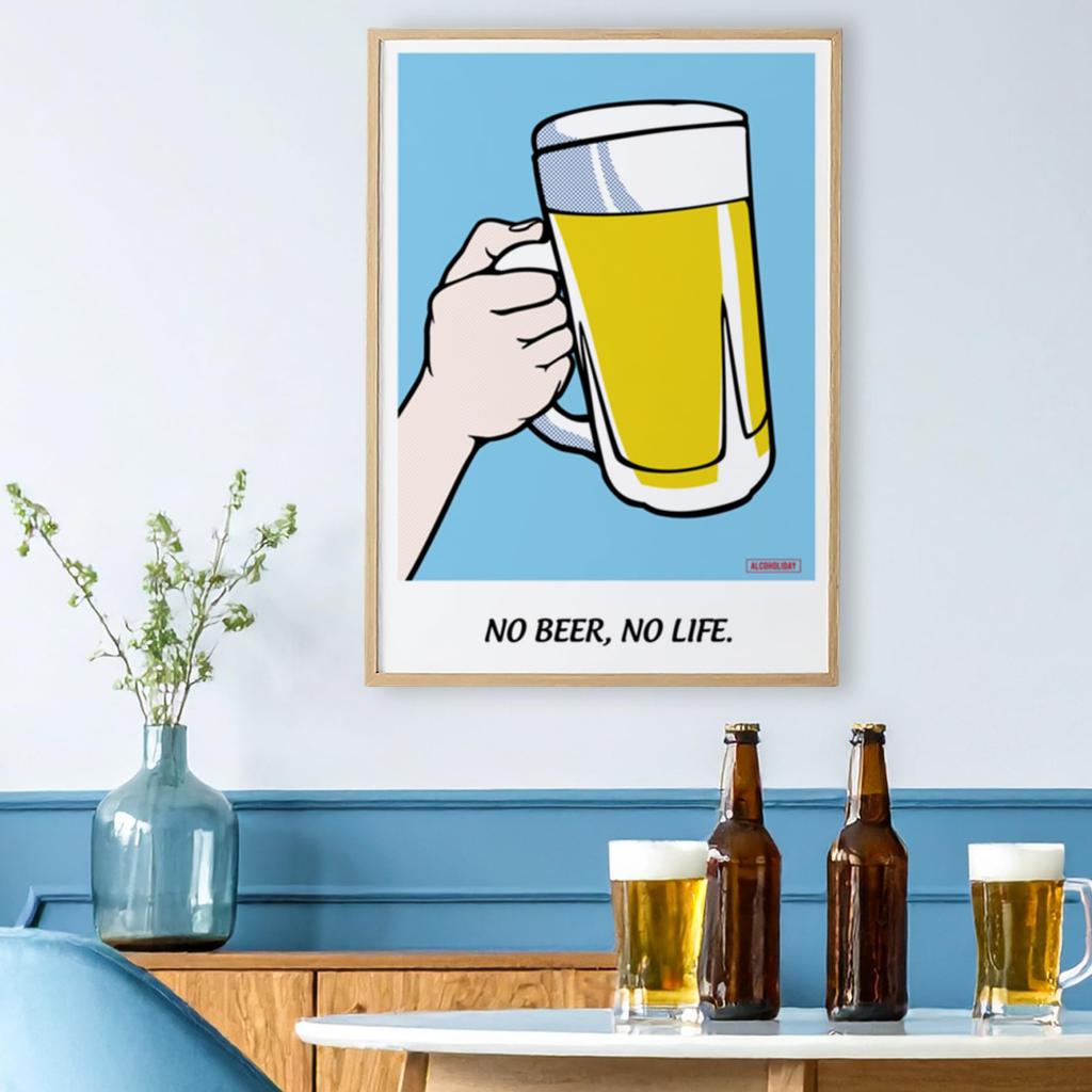 ALCOHOLIDAY Art Stilvoll Pop No No Life Poster, Poster, A2, Interieur, Skandinavisch, Alkohol, Bier, Kunst, Bier,