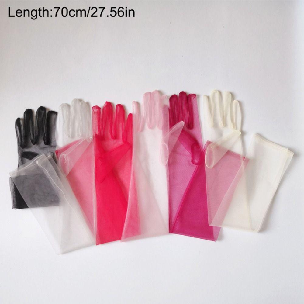 70cm Long Sheer Gloves Ultra Thin Mesh Elbow Gloves Fashion Tulle Gloves  Party Dress