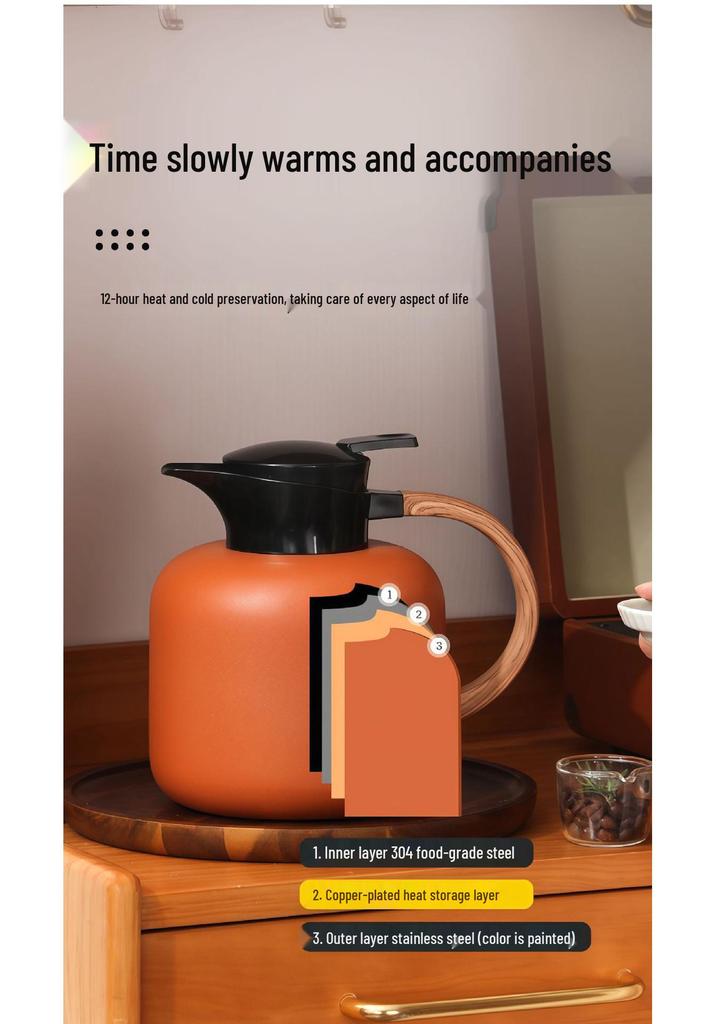 304 Stainless Steel 2L Vacuum Insulated Thermos Pot - Ideal for Home, Hotel, or Gift