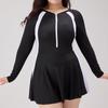 Anti-exposure Women's Long Sleeve Swimsuit Elastic Sports Training Swimsuit  Student