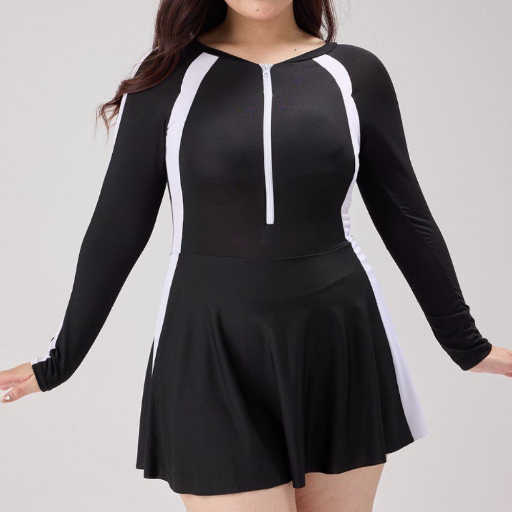 Anti-exposure Women's Long Sleeve Swimsuit Elastic Sports Training Swimsuit  Student