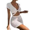 2026 Summer European & American Cross-border Women's V-neck Cut-out Bodycon Skirt
