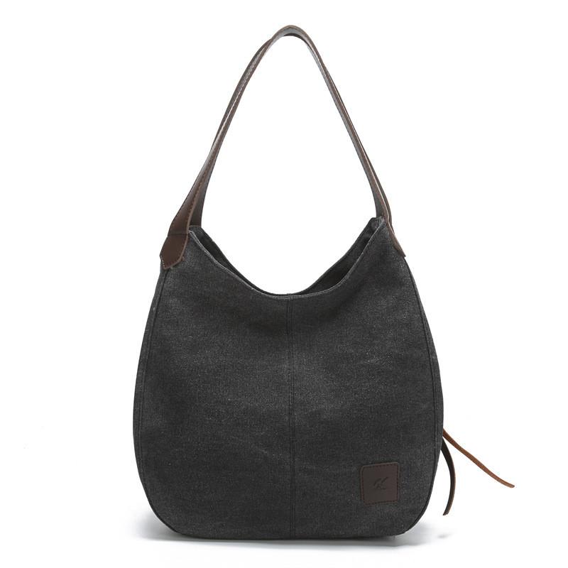 Borsa a Tote in Tela da Donna con Scomparti Multipli e Chiusura a Zip per Uso Quotidiano