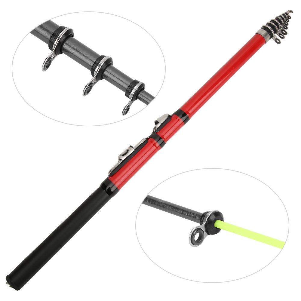 Outdoor Carbon Mini Telescopic Short Section Fishing Rod Pole Soft Tail Tacklered 2.7meters