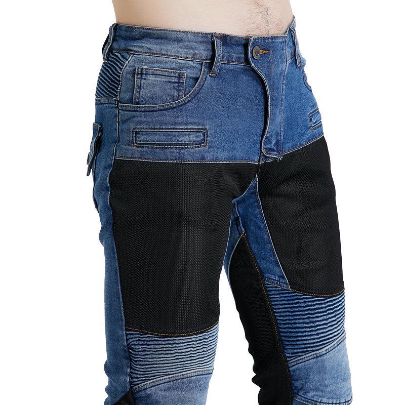 PK-719 Summer Breathable Motorcycle Riding Jeans - Elastic Slim Fit Pants