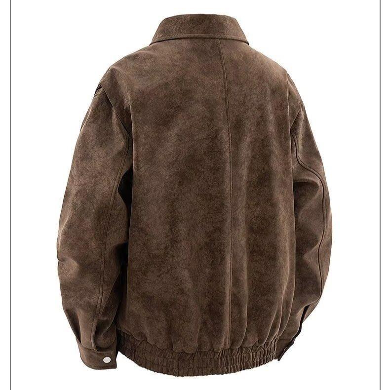 Men's Trendy American Retro Leather Jacket for Autumn/Winter