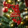 State Pride Christmas Pendant Merry Christmas in Golden Fonts U.S. States Patterns Holly Leaves Berries Snowflakes Xmas Ornament