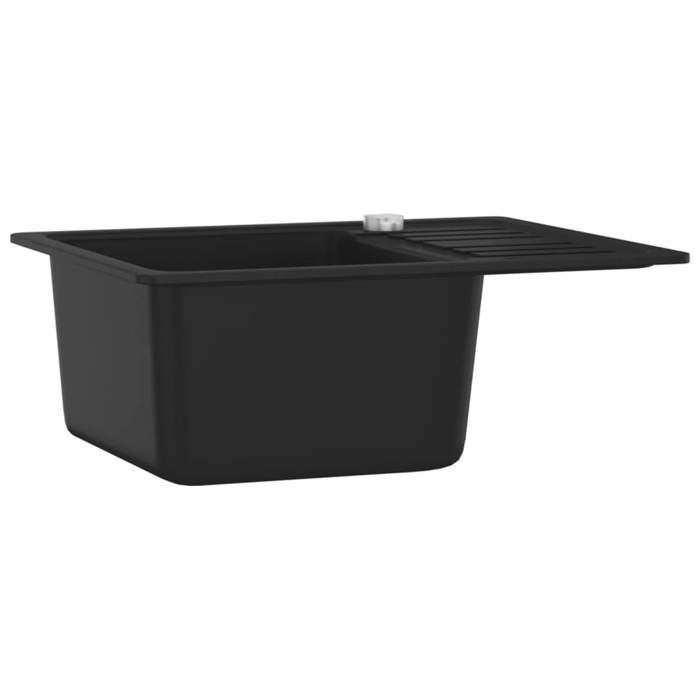 VidaXL Évier de Cuisine en Granit Bac Unique Noir Décoration Cuisine Maison 142952