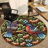 1pc Ornate Birds Carpet, Round Non Slip Durable Large Size Office Carpet, Suitable for Office