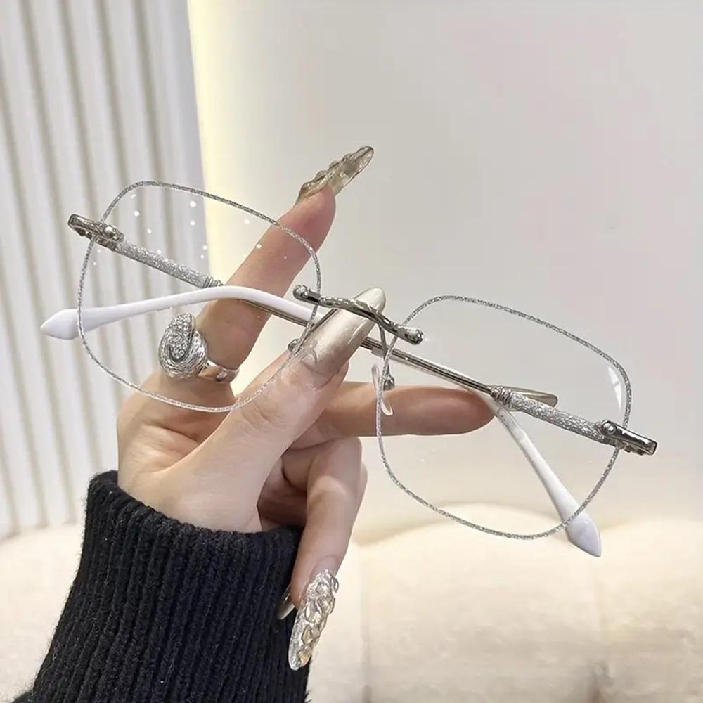 

Fashion Diamond Decoration Reading Glasses Gold Silver Color Anti-blue Ligh +100 серебряный