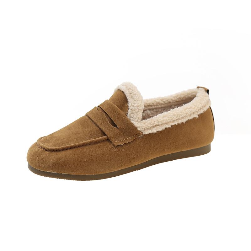 Temperament One Pedal Winter Explosion Velvet Warm Cotton Shoes Soft Sole Doudou Shoes Large Size Pregnant Women Can Wear